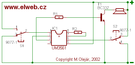 Schéma sirény s UM3561